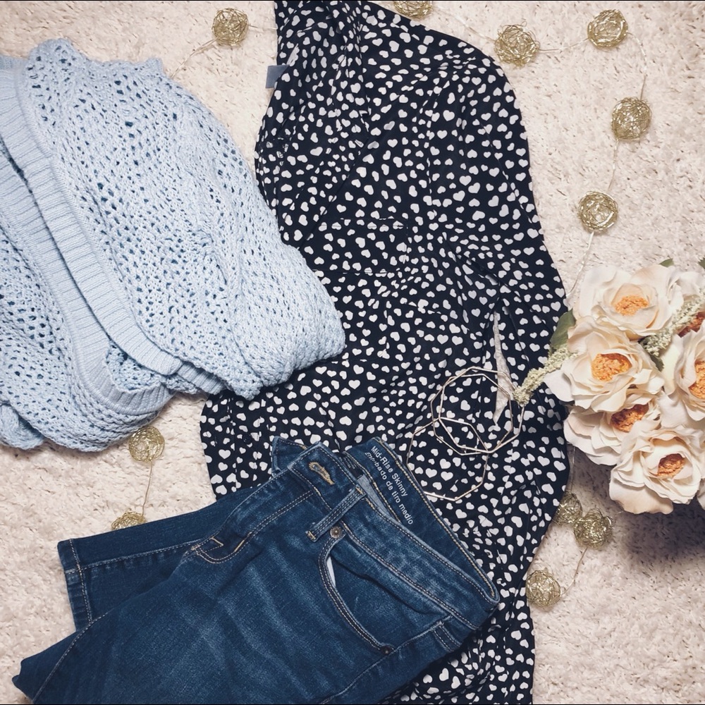 long sleeve heart print dress